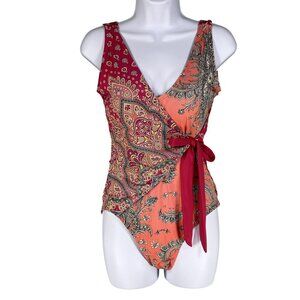 Sundance Womens S Radiant Medallion Pendant Wrap One Piece Swimsuit Beachy